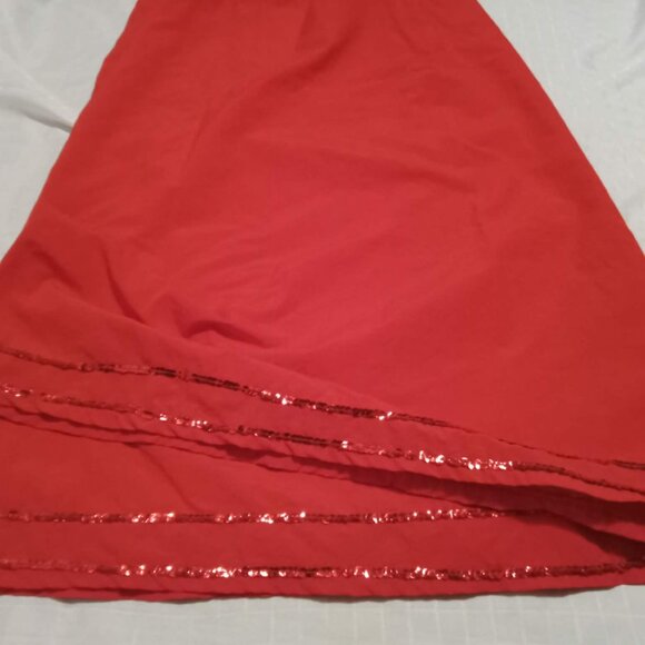 Beautiful long red skirt with sequins at the bottom, cotton and polyester - Picture 1 of 8